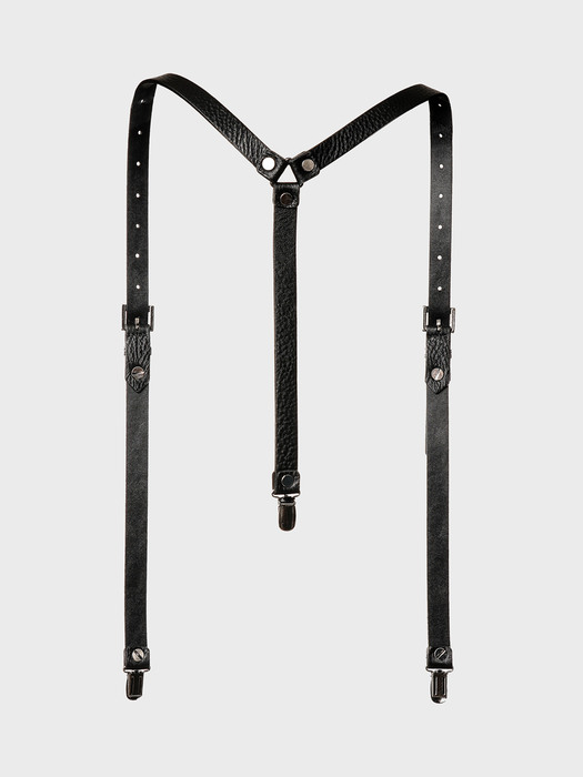 Square Loop Thin Leather Suspender[Black(UNISEX)]_UTA-FM31 