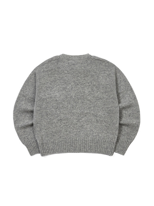 Shetland Wool Round Neck Knit Grey