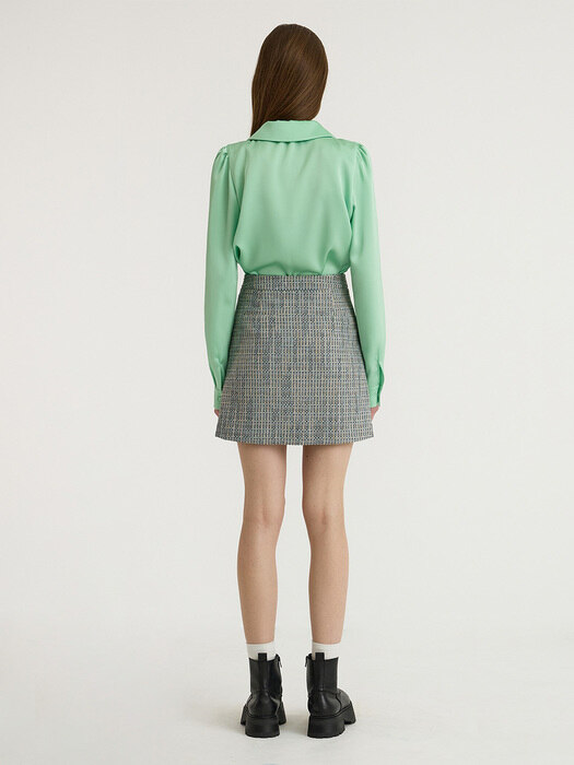 Wool Tweed Mini Skirt_Blue