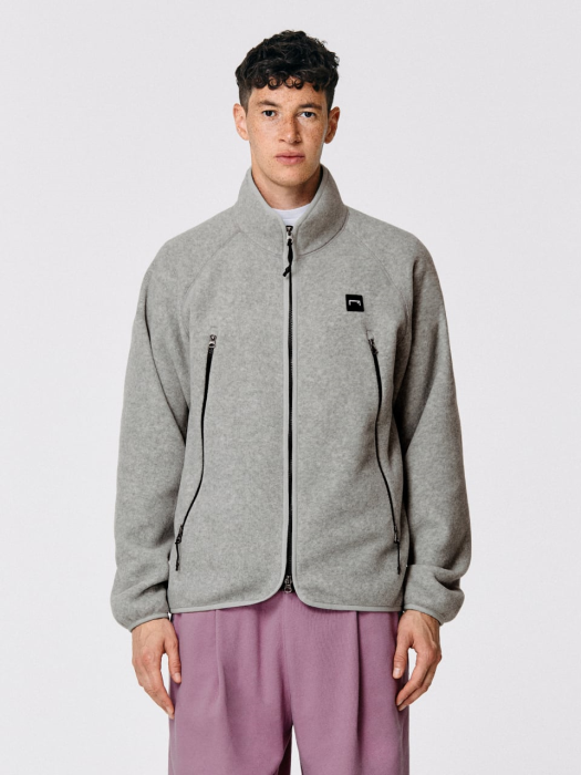 LOGO TAPE MICRO FLEECE JACKET-MELANGE GREY