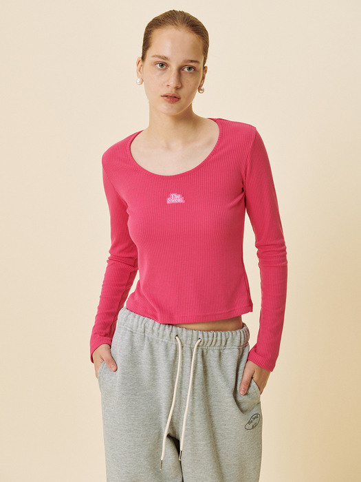 Logo Embroidered Slim-fit Top (PINK)