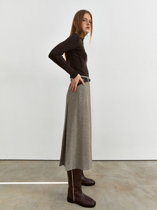 TWW TWO TUCK WOOL SKIRT_2COLORS