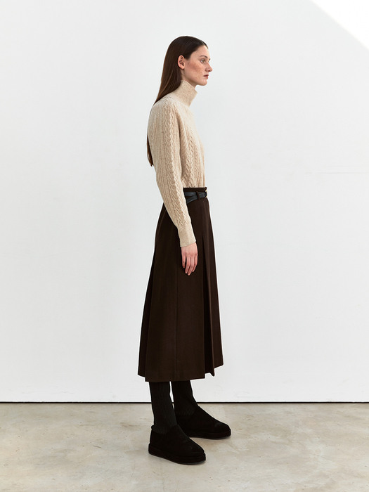 TWW TWO TUCK WOOL SKIRT_2COLORS