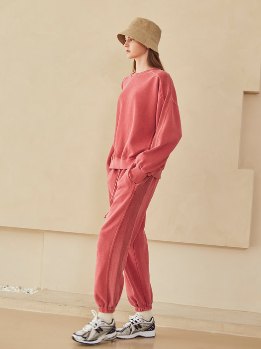 Pigment dyeing heavy-french-terry jogger pants_pink