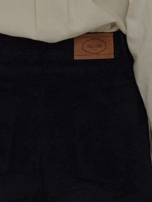 Gold button point corduroy pants_Navy