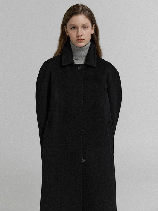Cashmere balmacaan Coat (Black)