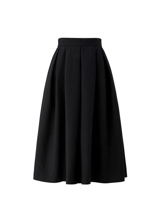Wide tuck flare skirt - Black