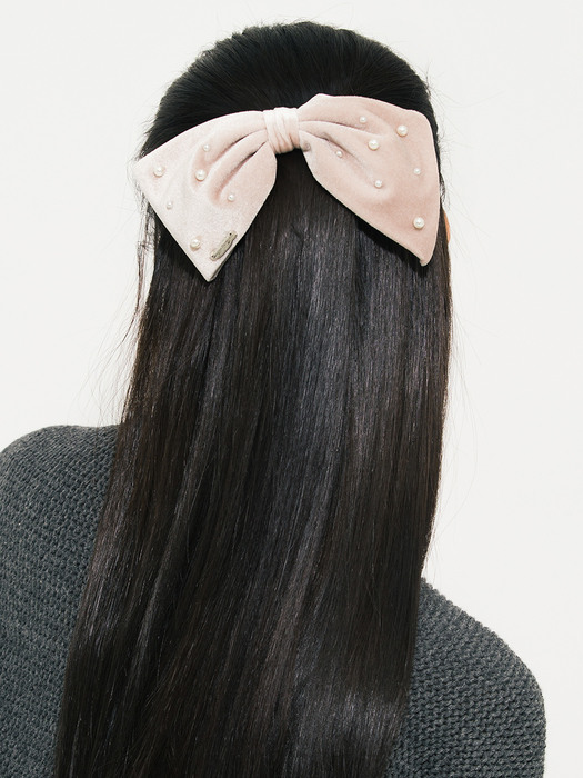 Pearl Ribbon Velvet Hair Clip