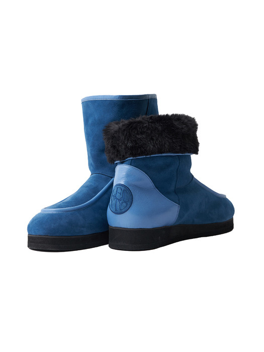 COLOR MIXED FUR BOOTS_[BLUE]