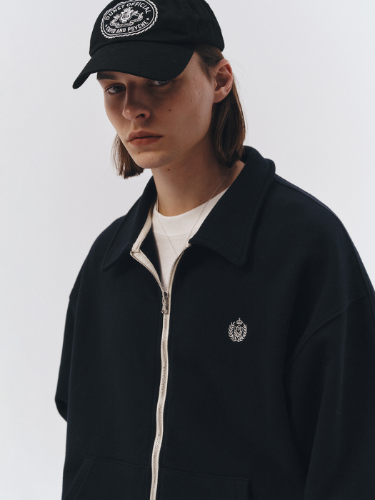 UNISEX CREST LOGO COLLAR ZIP-UP BLOUSON FRENCH NAVY_M_UDTS3A118N2
