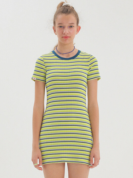 Stripe Dress_Greenish Yellow