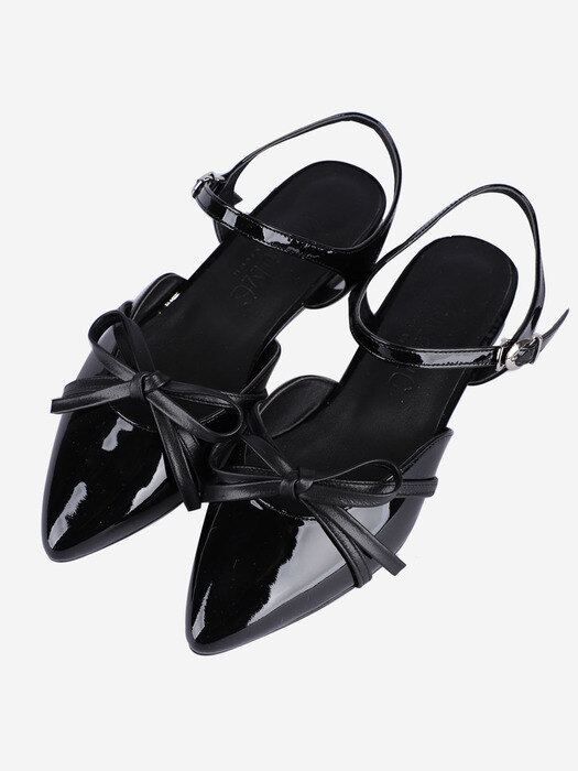 Ribbon-holic Slingback Sandal  1cm/3cm _ Black