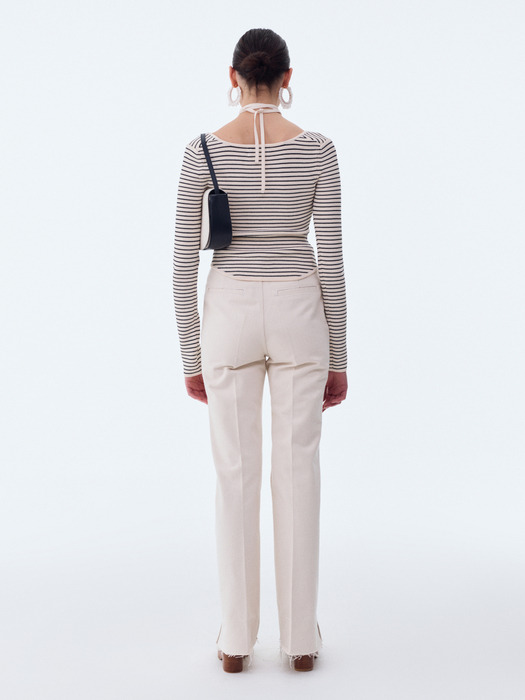 SIGNATURE NECK MONACO STRIPE KNIT (IVORY)