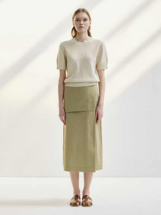A line midi skirt (beige)