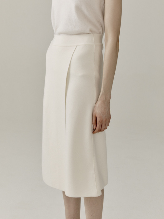 Assymetric Wrap Midi Skirt Ivory
