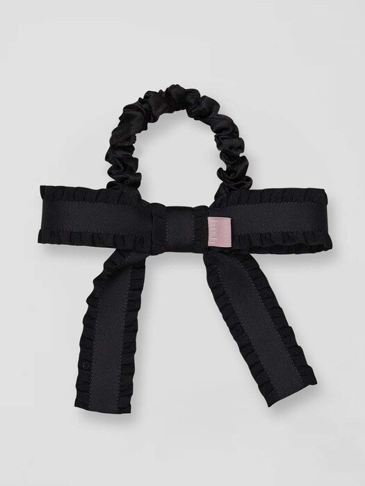 frill ribbon bebe scrunchie - noir