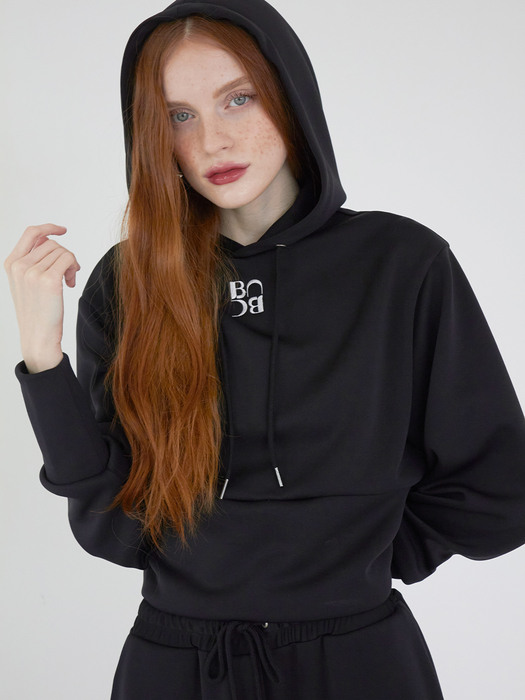Daily comfort cropped hoodie (Black)