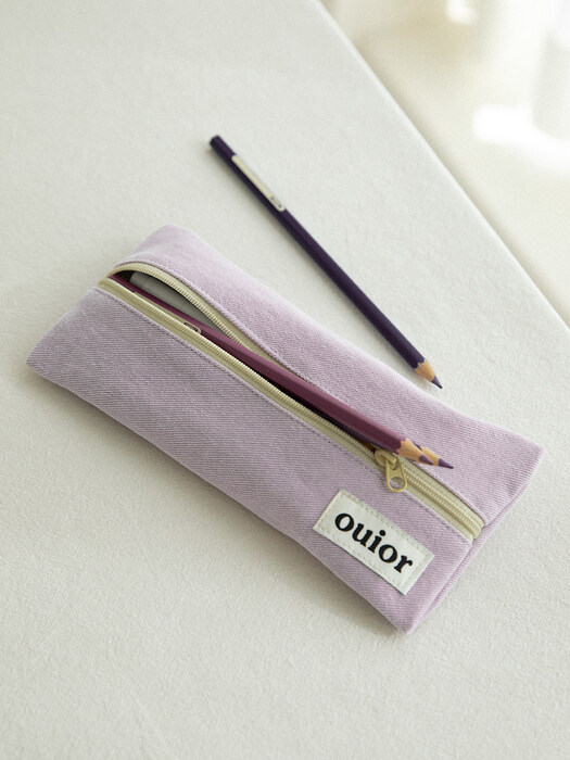 ouior flat pencil case - soft lavender(middle zipper)