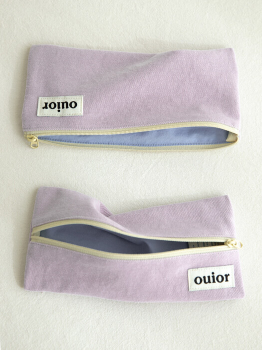 ouior flat pencil case - soft lavender(middle zipper)