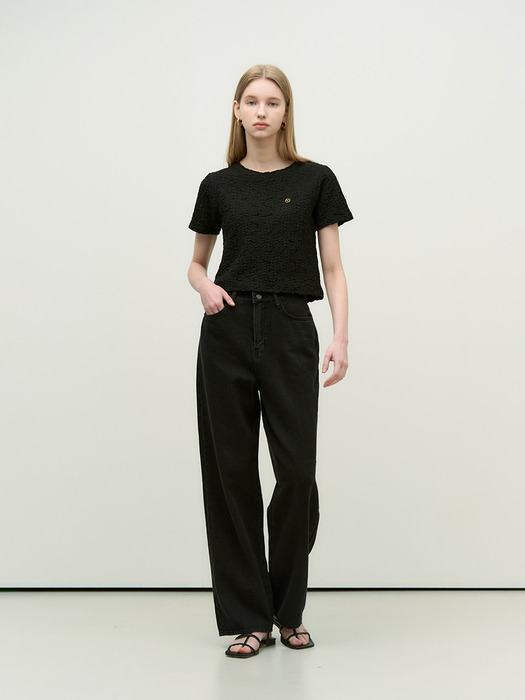 Leva summer highwaist wide pants - black