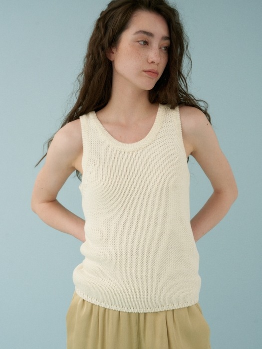 Paper Sleeveless Knit [Cream]