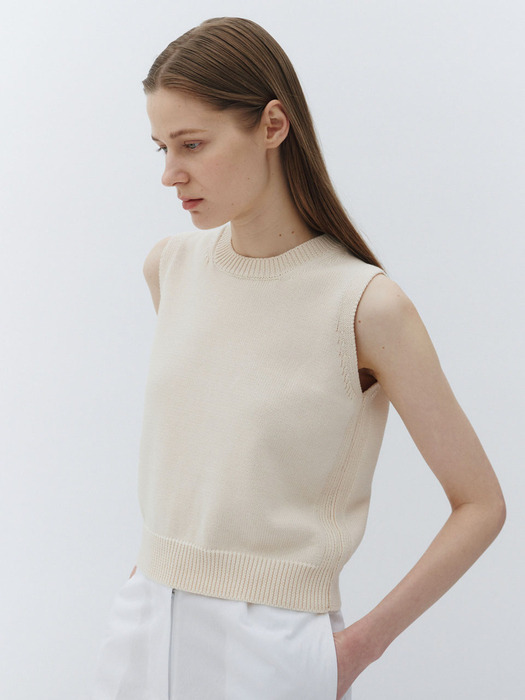 Organic cotton sleeveless knit (Cream)