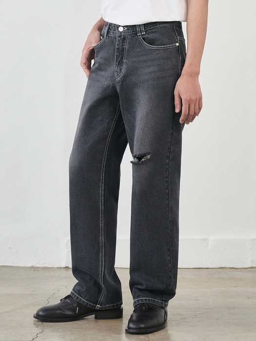 Dawn Semi Wide Jeans DCPT002CutBlack