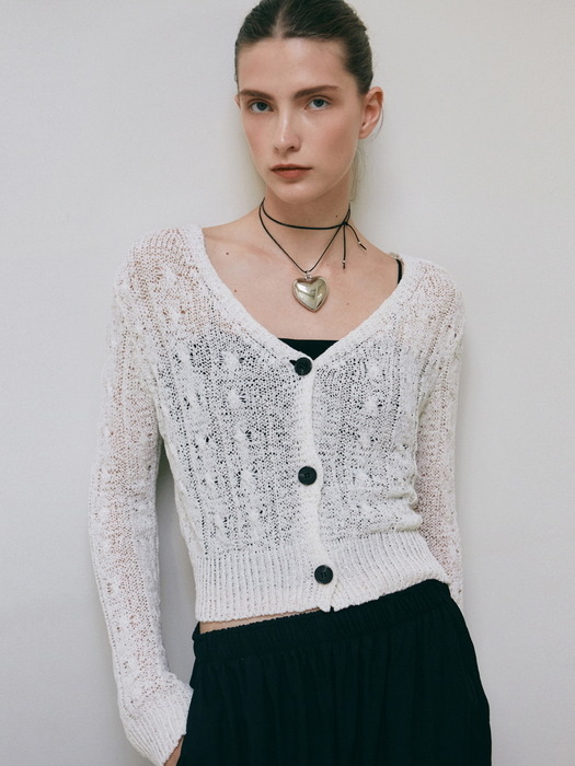 LOOSE KNITTED CABLE CARDIGAN_BLACK