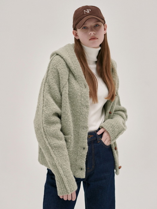 23WN alpaca hoody cardigan [P/GN]