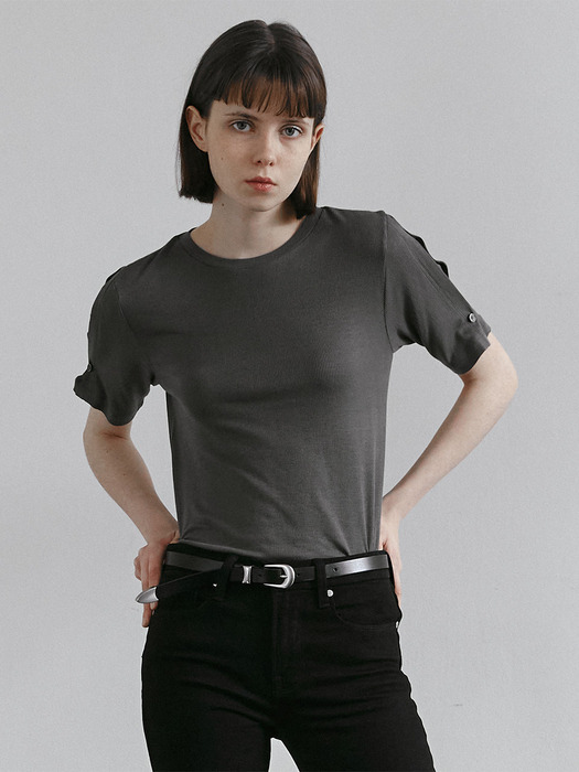Button sleeve top(Charcoal)