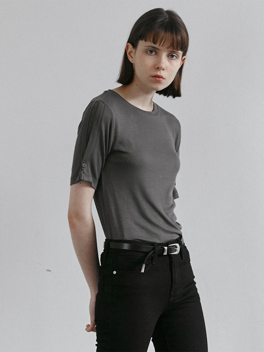 Button sleeve top(Charcoal)