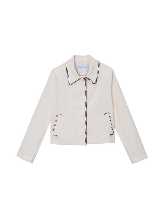 Buttonhole stitch collar jacket Cream