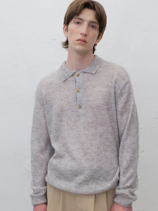 MOHAIR BUTTON PULLOVER [GRAY]