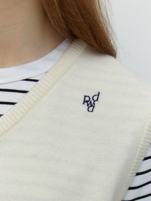 symbol logo knit vest - ivory