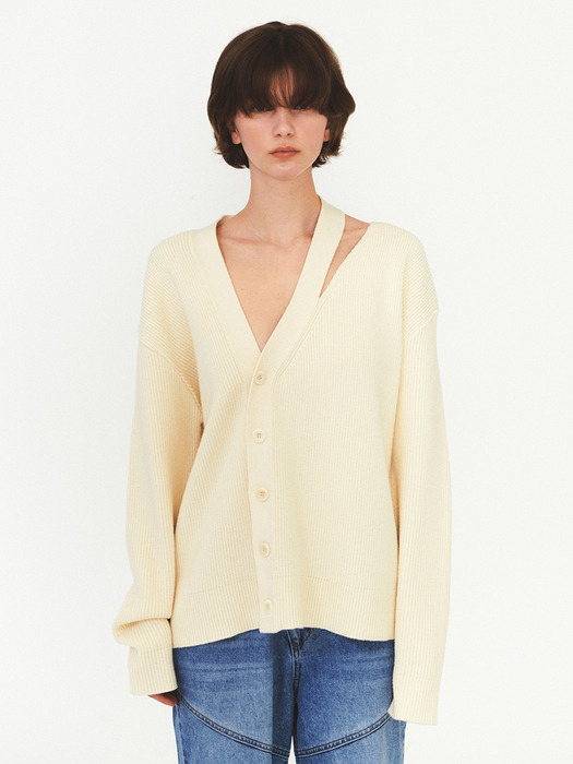 UNBALANCE OVERFIT CARDIGAN (ivory)