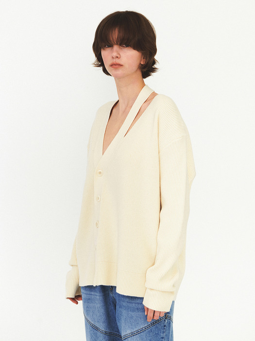 UNBALANCE OVERFIT CARDIGAN (ivory)