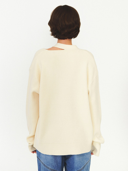 UNBALANCE OVERFIT CARDIGAN (ivory)