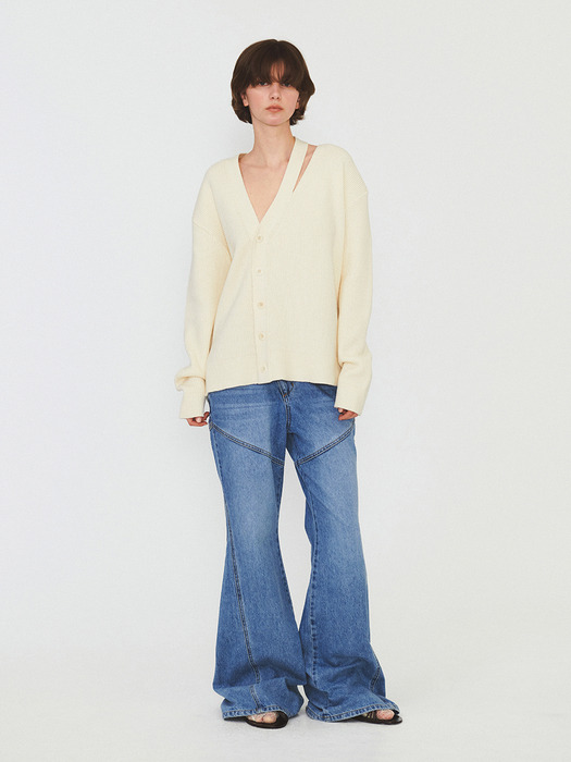 UNBALANCE OVERFIT CARDIGAN (ivory)