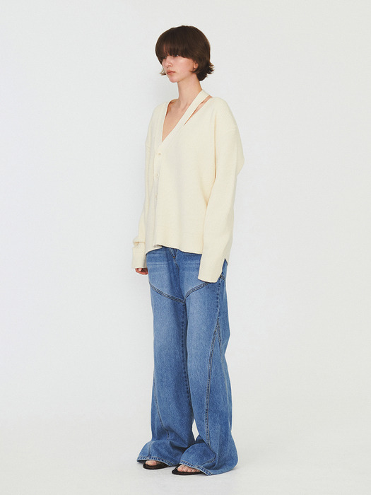 UNBALANCE OVERFIT CARDIGAN (ivory)