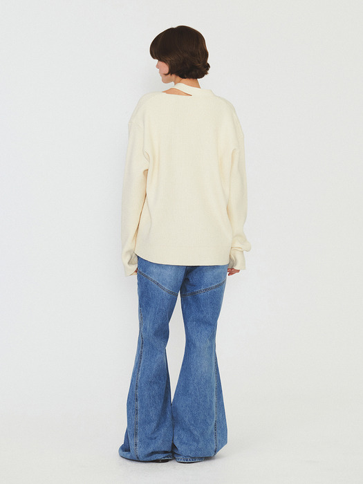 UNBALANCE OVERFIT CARDIGAN (ivory)