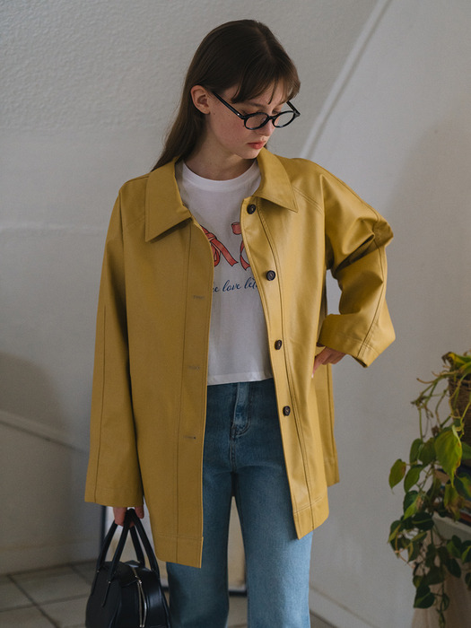 over single leather jacket_yellow