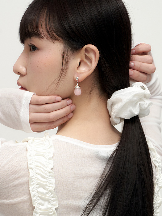 [silver925] rose quartz earring