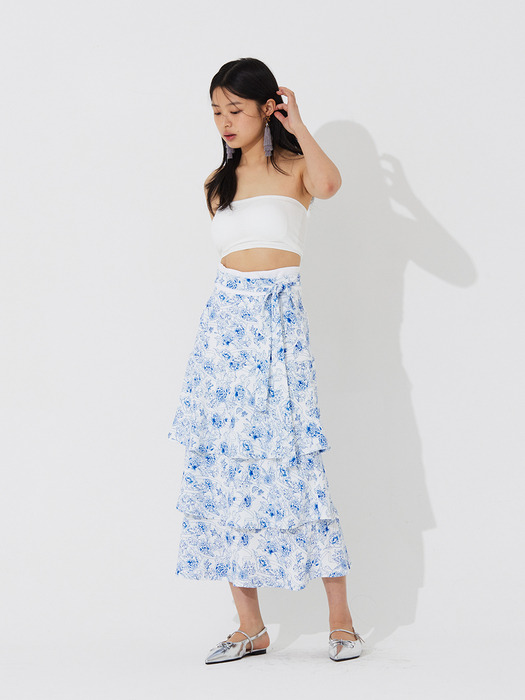 3-layered Flare Skirt_Flower
