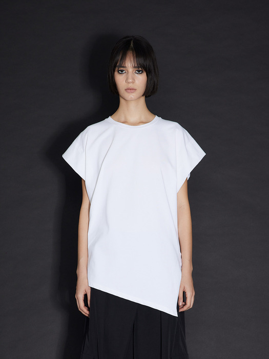 GDeL_RECYCLE NON SLEEVE TOP_WHITE