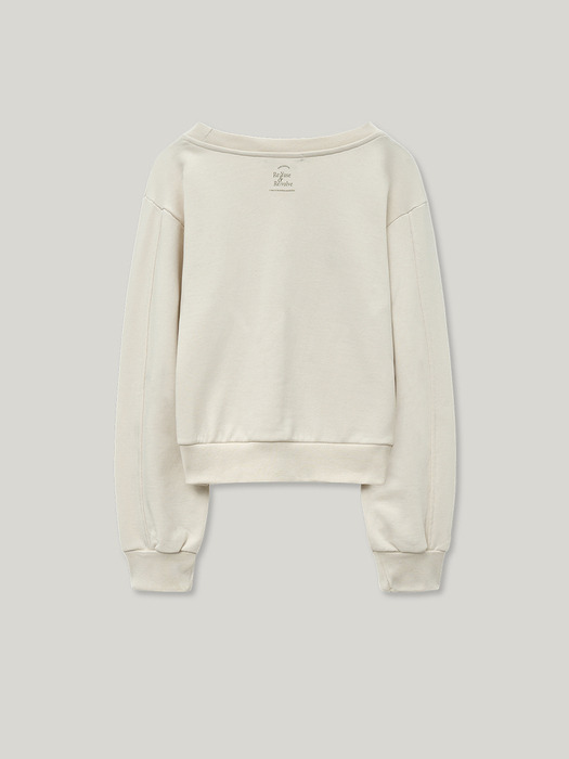 BASIC RECYCLE OFF SHOULDER SWEAT SHIRT TOP - CREAM