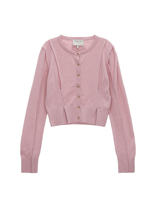 PINTUCK POINT KNIT CARDIGAN IN PINK