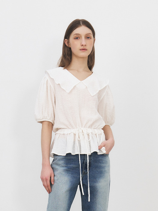 TFR FLARE COLLAR CREASED BLOUSE_2COLORS