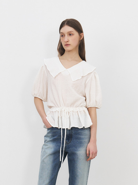 TFR FLARE COLLAR CREASED BLOUSE_2COLORS
