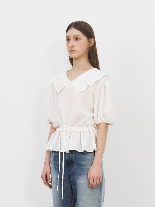 TFR FLARE COLLAR CREASED BLOUSE_2COLORS