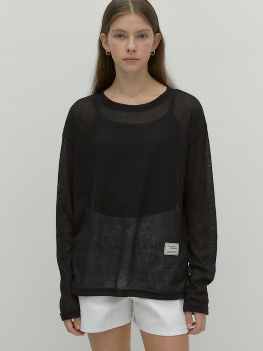 long sleeve skashi knit - black